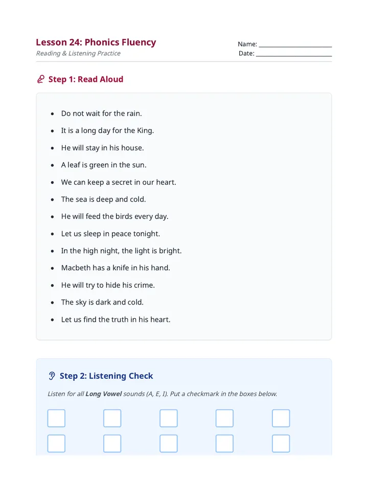 Fluency Practice Handout L24