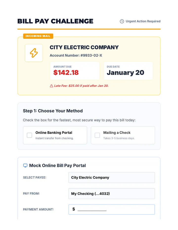 Bill Pay Simulation Task