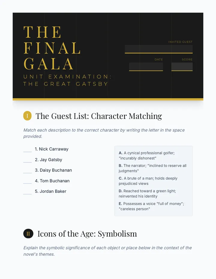Gatsby Final Exam Document