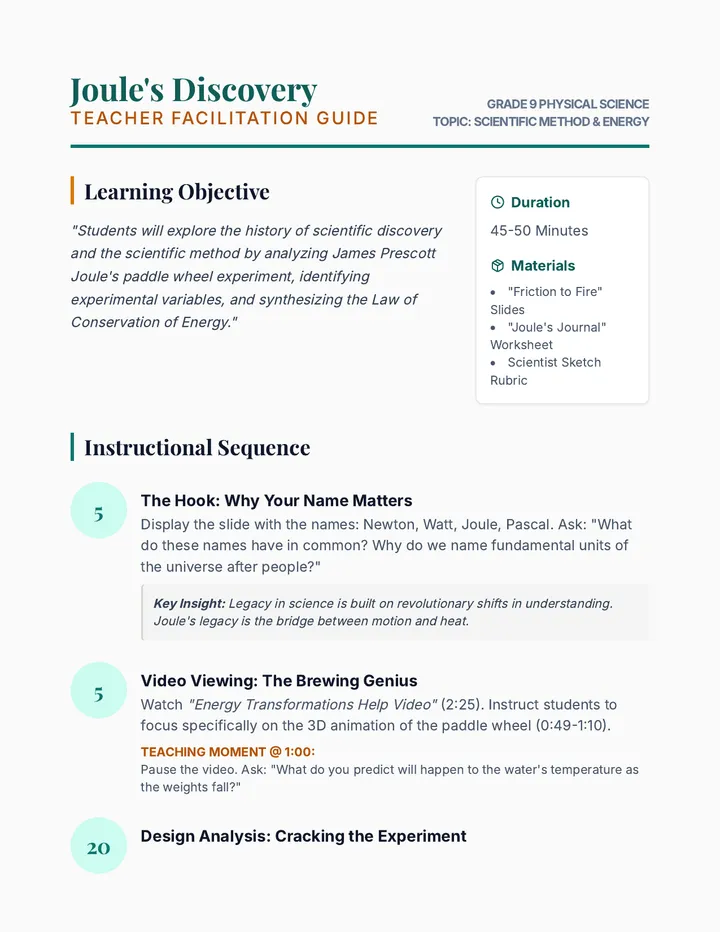 Joule's Discovery Teacher Guide