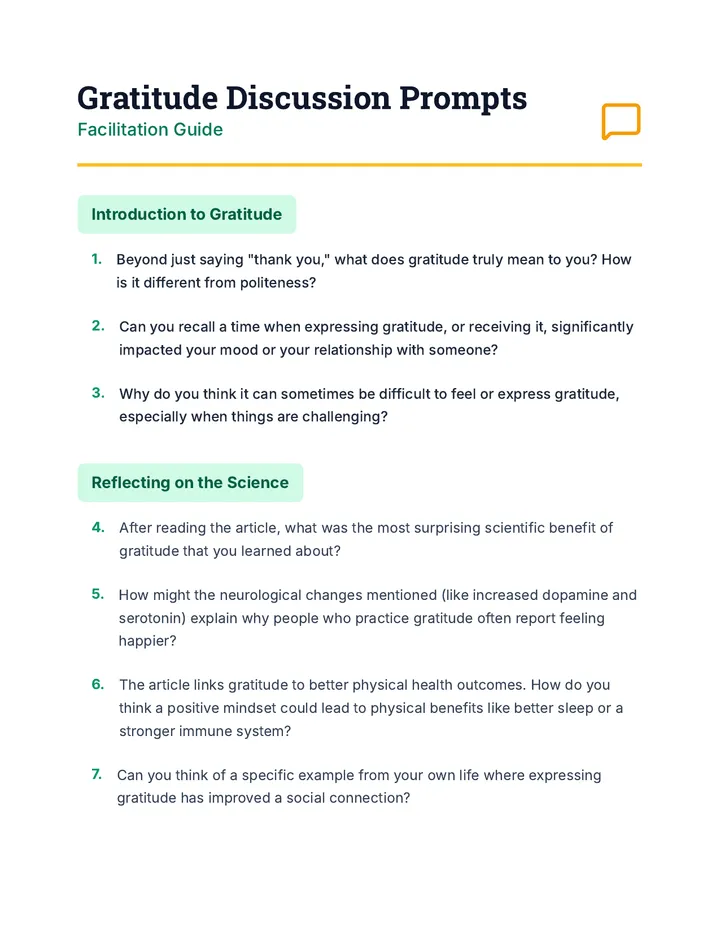 Gratitude Discussion Prompts