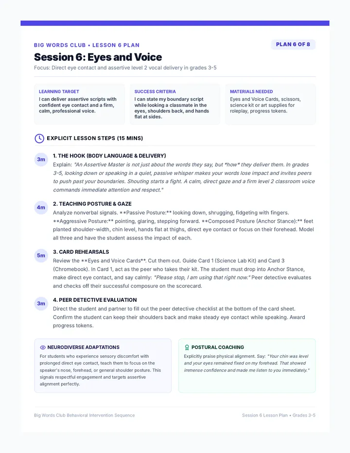 Eyes and Voice Lesson Plan