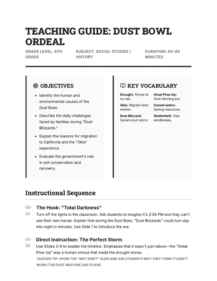 Dust Bowl Ordeal Teaching Guide