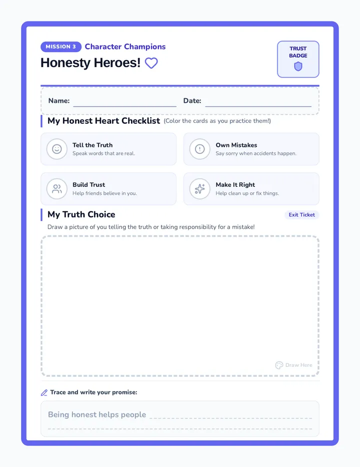 Honesty Heroes Activity Sheet