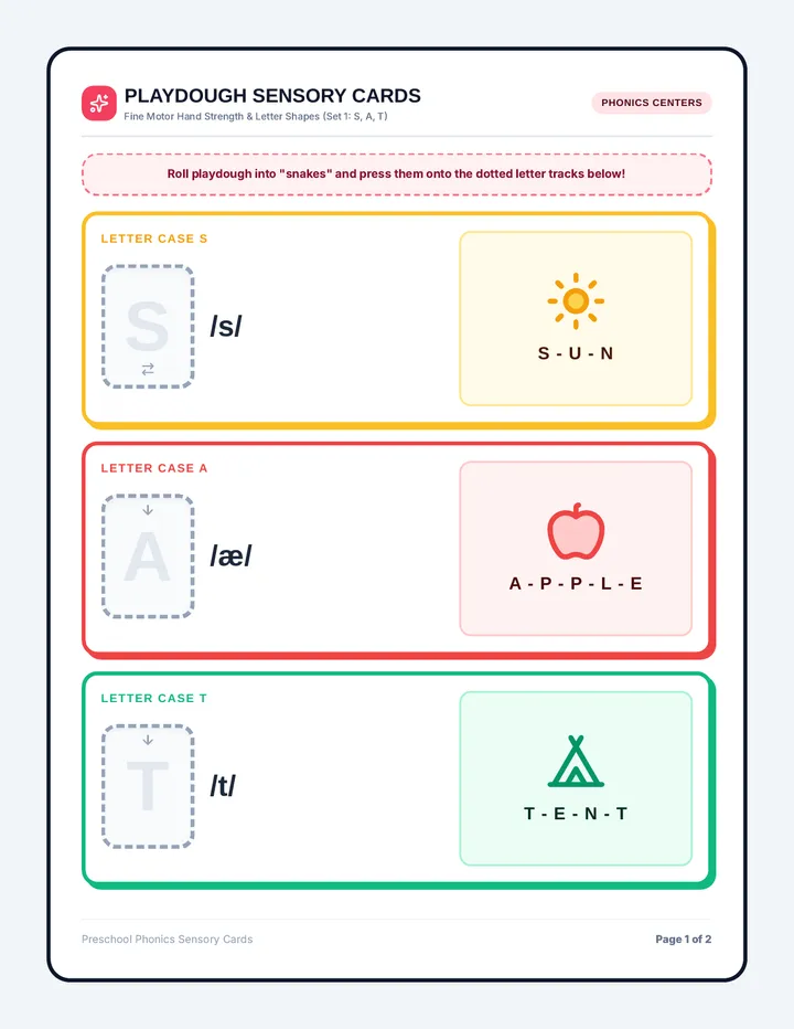 Phonics Playdough Sensory Cards