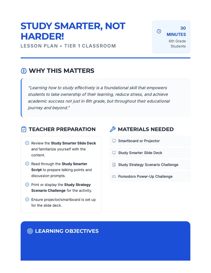 Study Smarter Lesson Plan