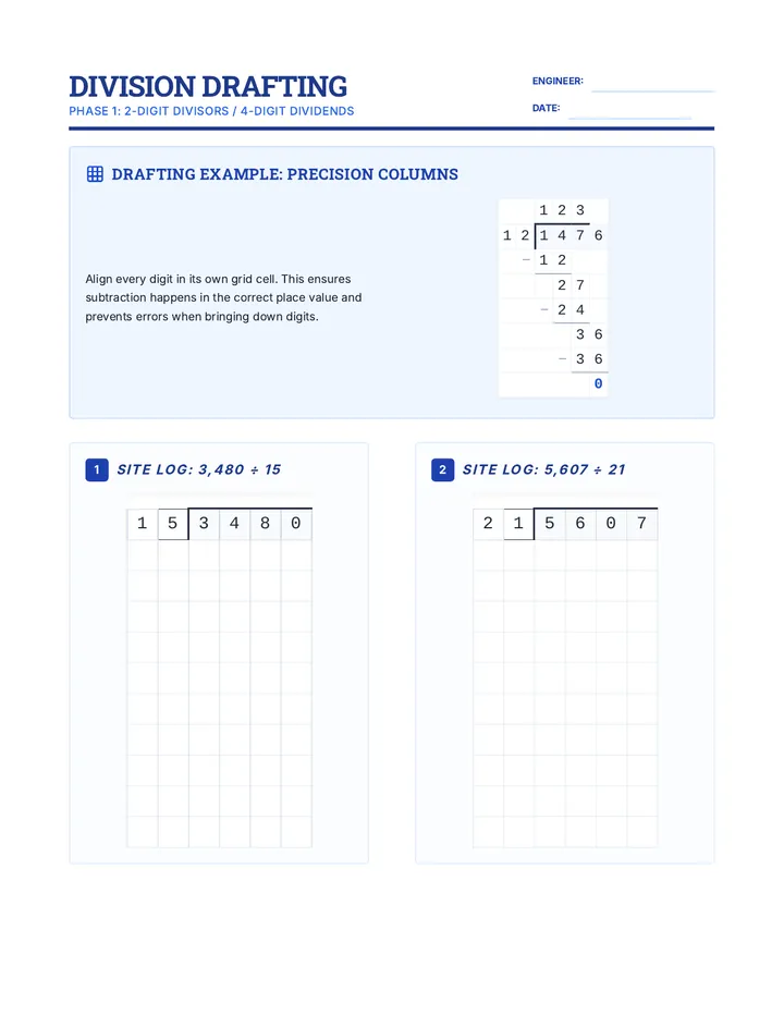 Division Drafting Worksheet