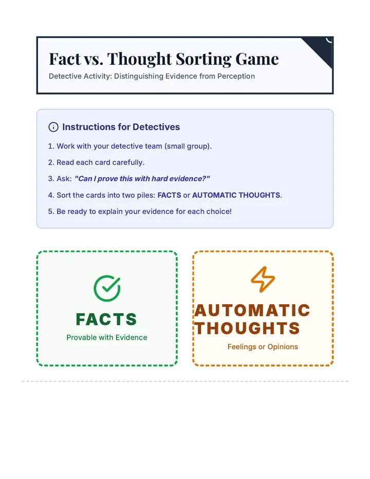 Fact vs. Thought Sorting Game