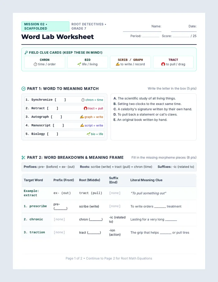 Word Lab Worksheet
