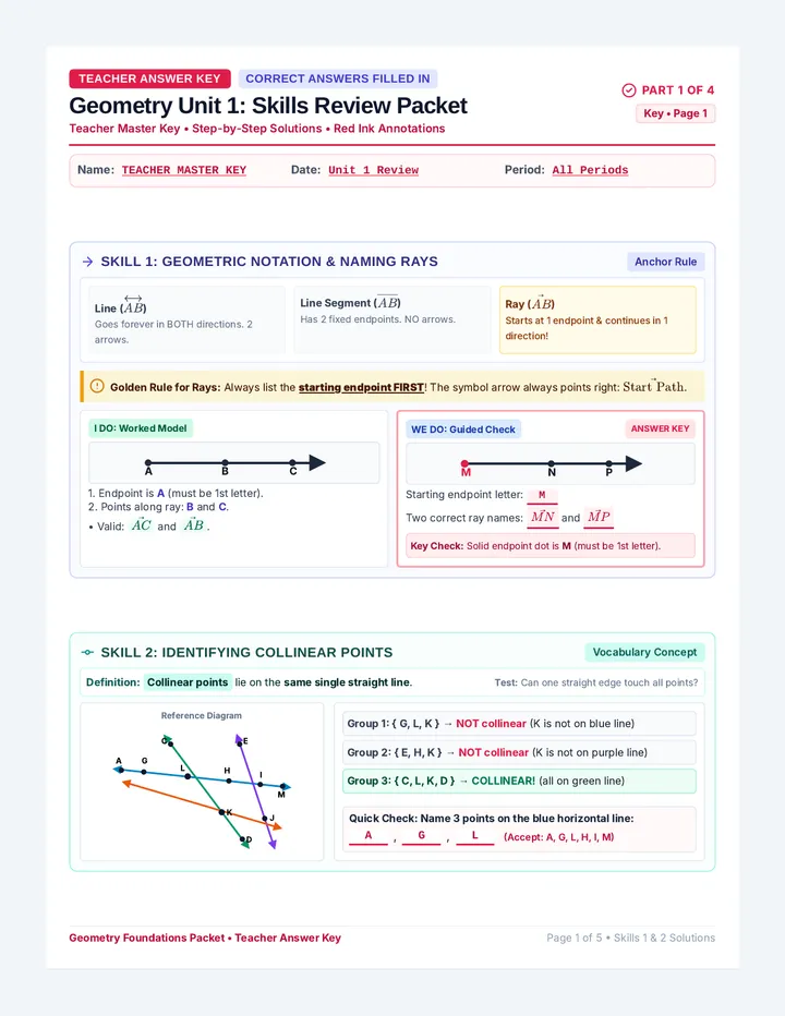 Geometry Review Answer Key