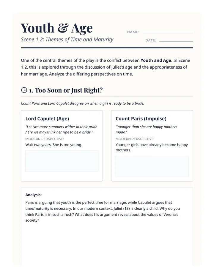 Youth and Age Worksheet Slice 1.2