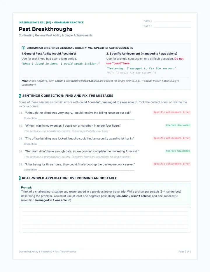 Past Breakthroughs Worksheet