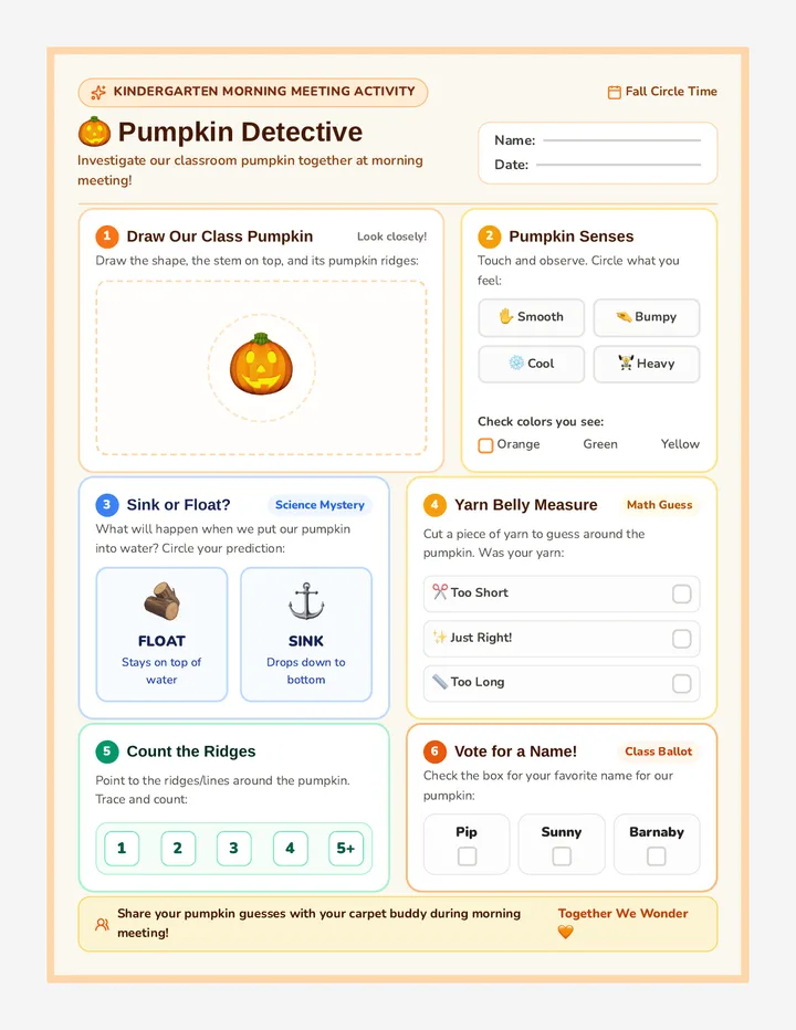 Pumpkin Detective Activity Sheet