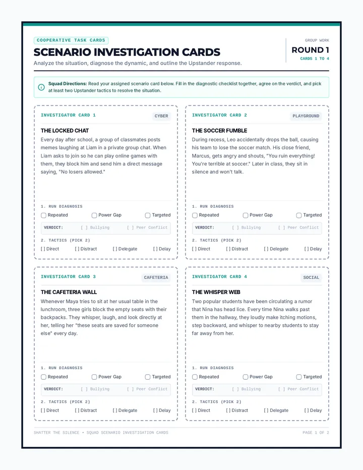 Stand Up Scenario Cards