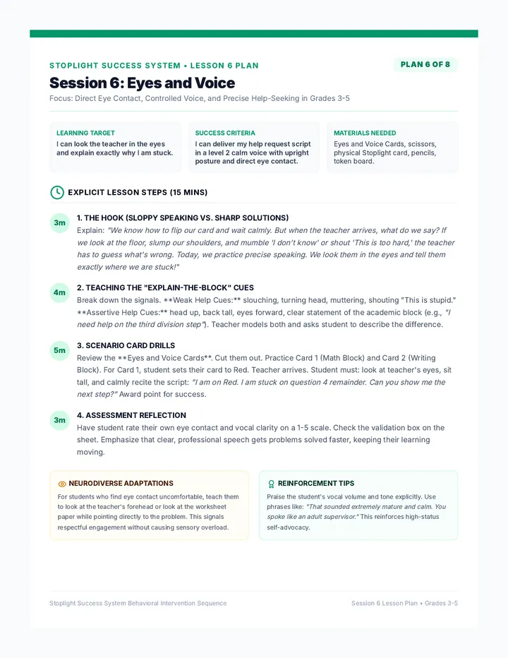 Eyes and Voice Lesson Plan