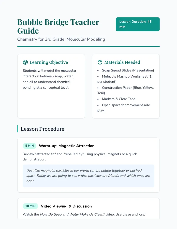 Bubble Bridge Teacher Guide