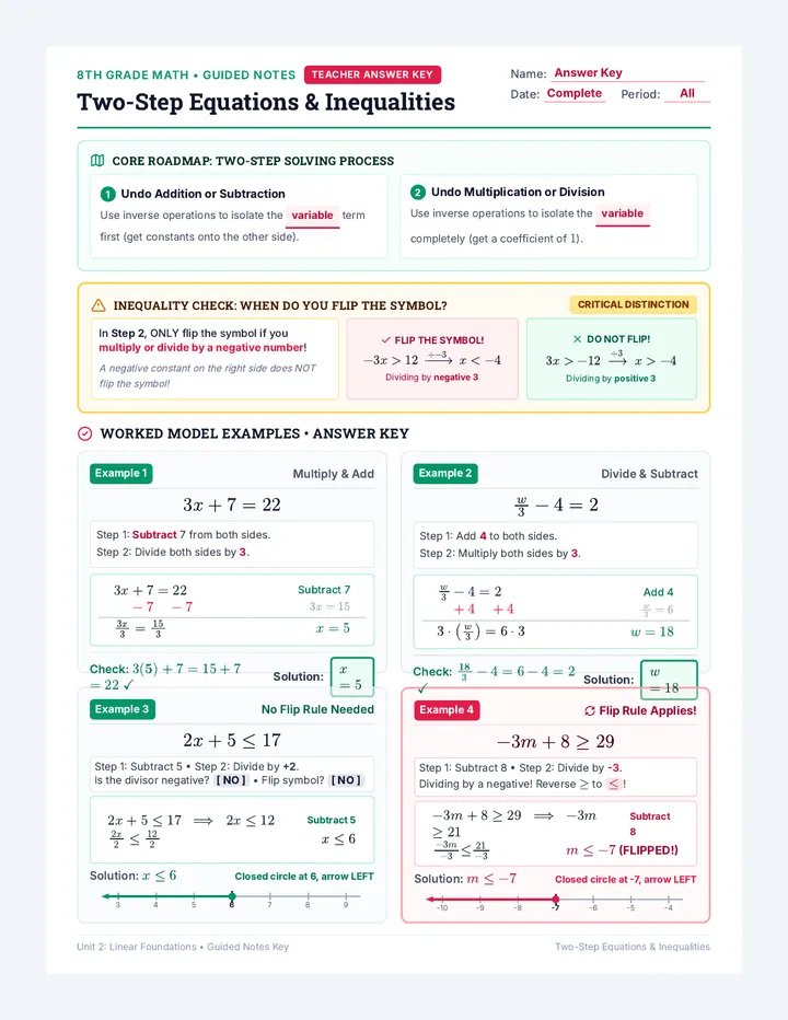 Two Step Notes Answer Key