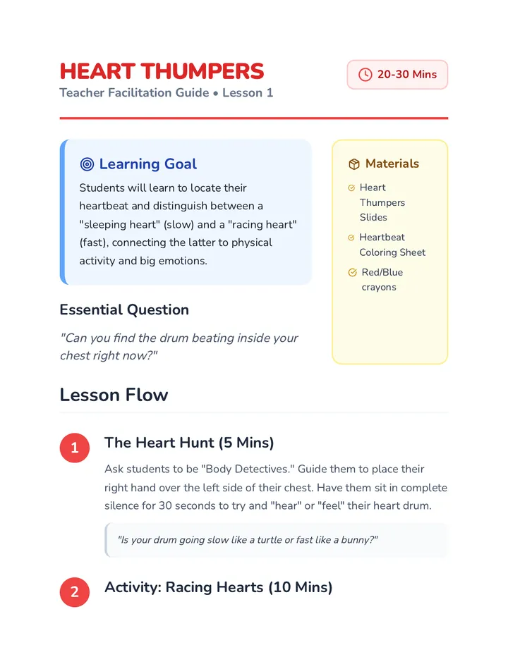 Heart Thumpers Teacher Guide