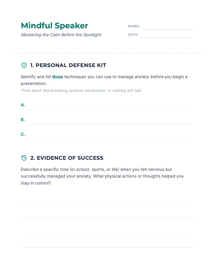 Mindful Speaker Worksheet