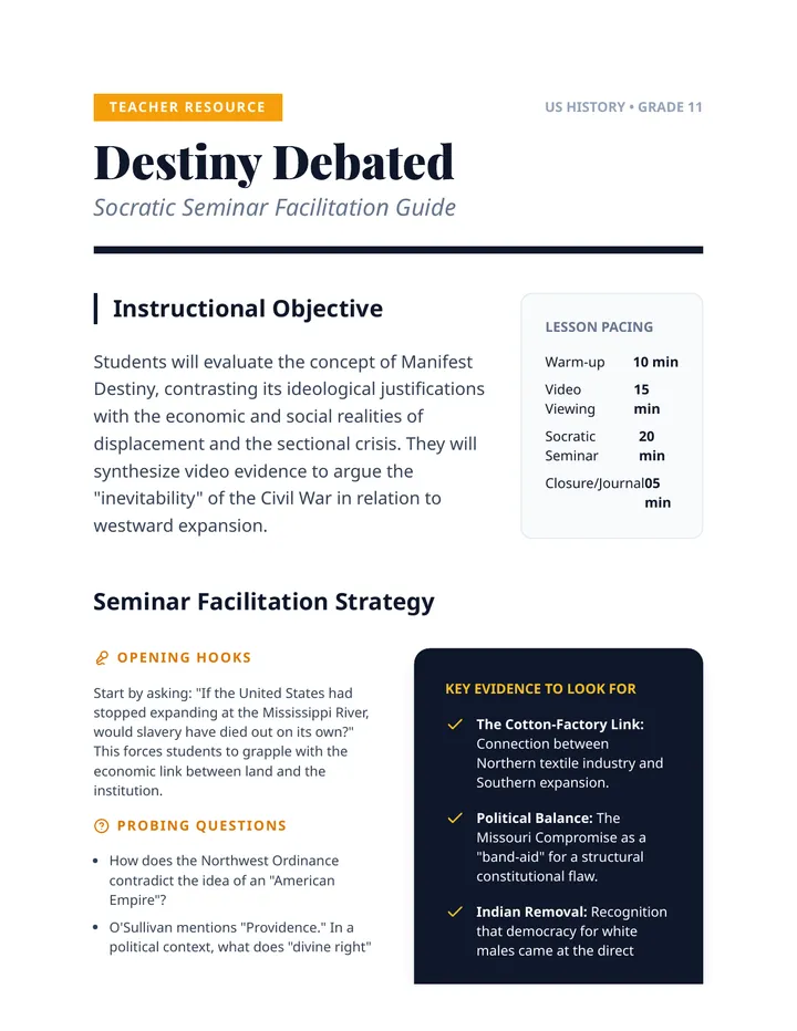Destiny Debated Teacher Guide