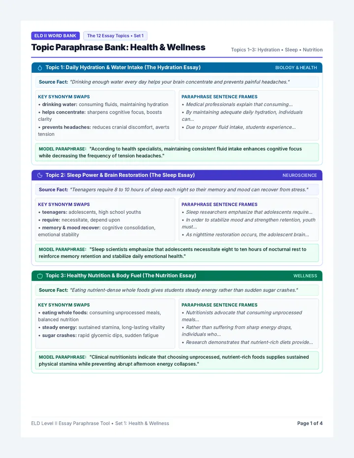 Twelve Topics Paraphrase Bank