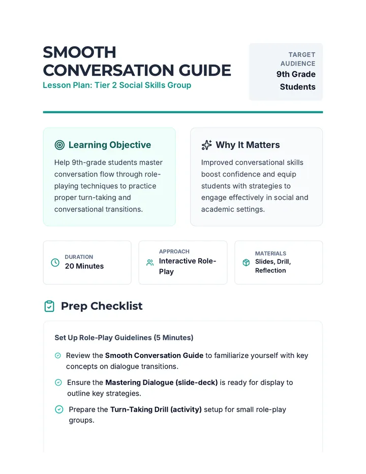 Smooth Conversation Guide Lesson Plan