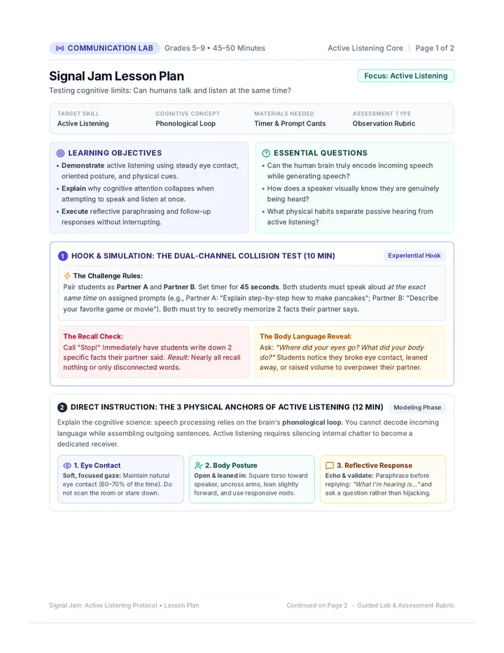 Signal Jam Lesson Plan
