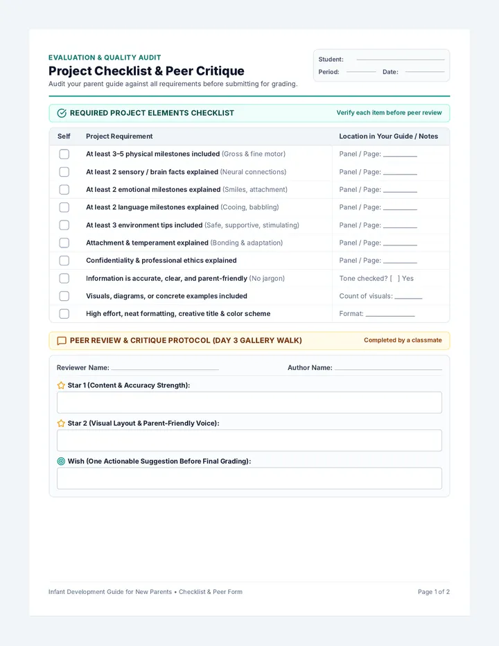 Project Checklist and Rubric