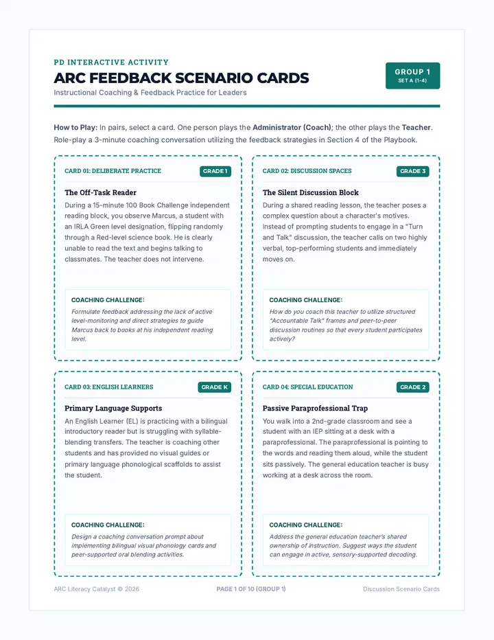 ARC Feedback Scenario Cards