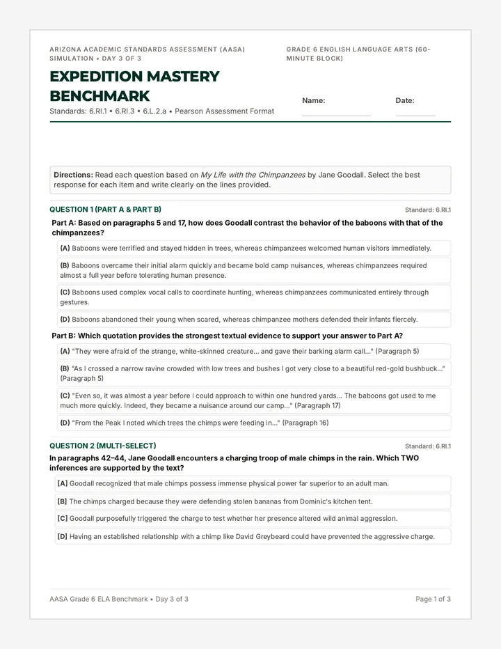 Day 3 Benchmark Assessment