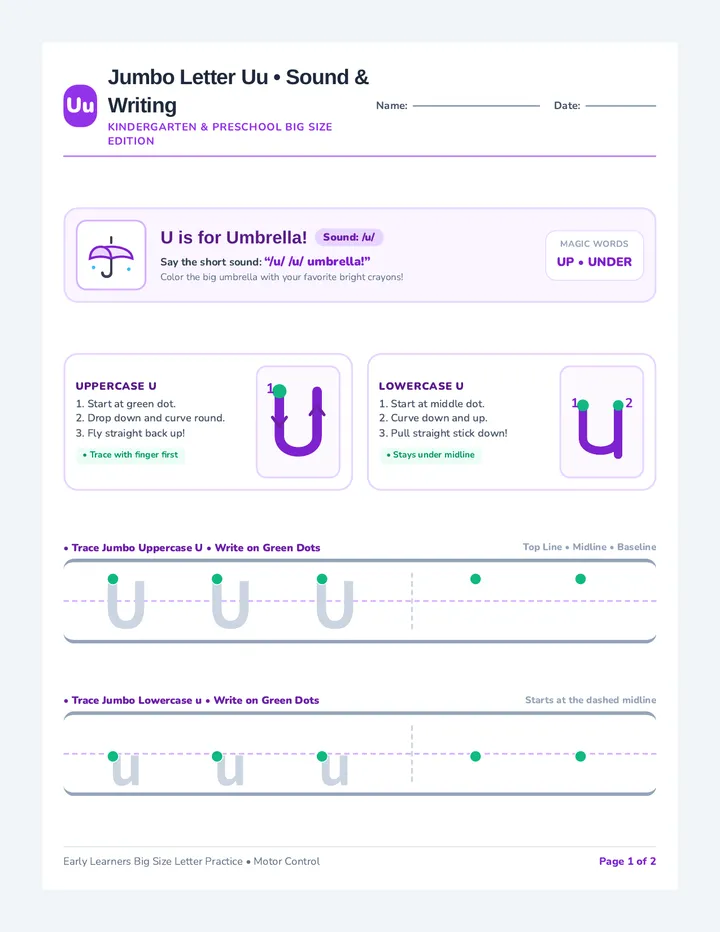 Letter U Phonics Worksheet