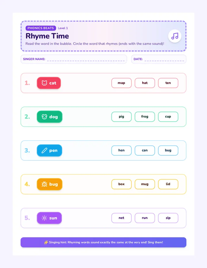 Rhyme Time Worksheet
