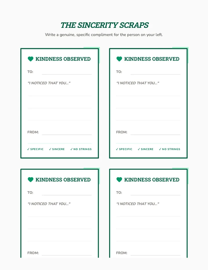 Kindness Cards Worksheet