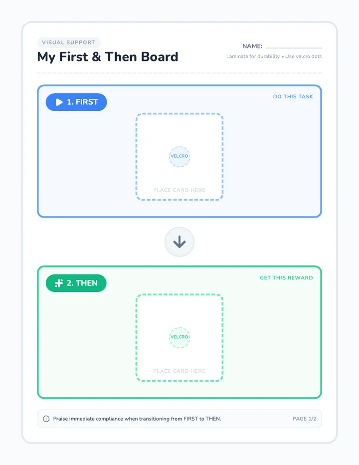 First-Then Boards Sheet