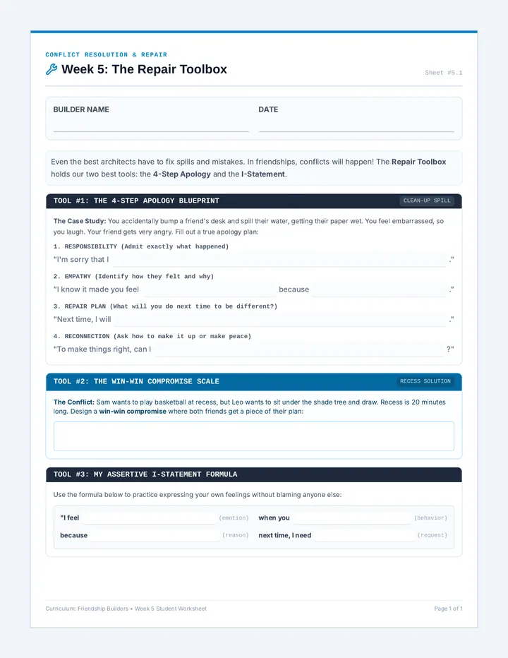 Repair Toolbox Worksheet