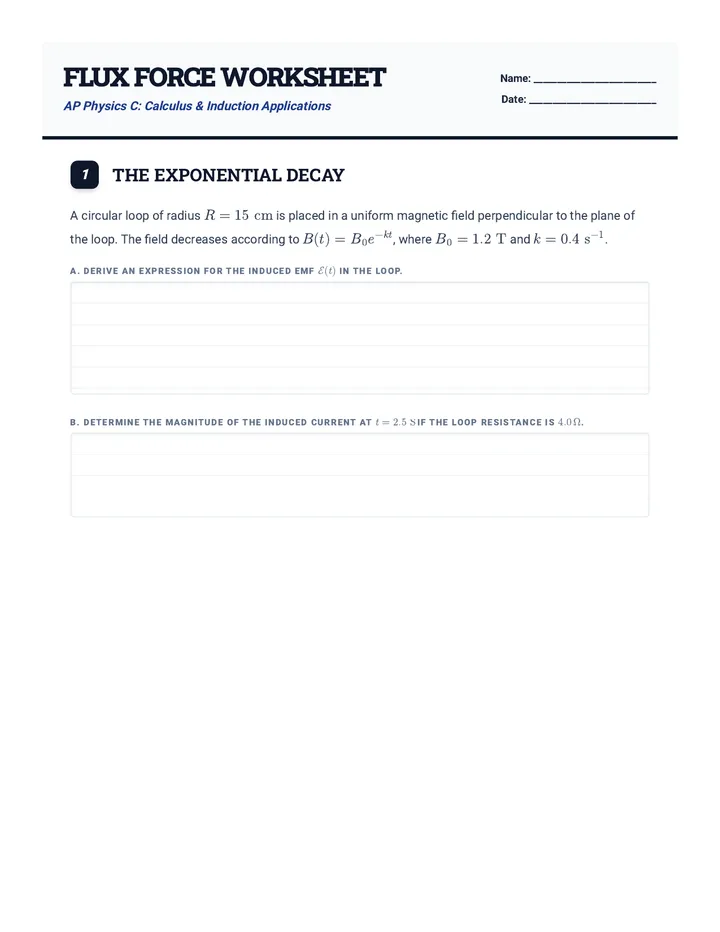 Flux Force Worksheet