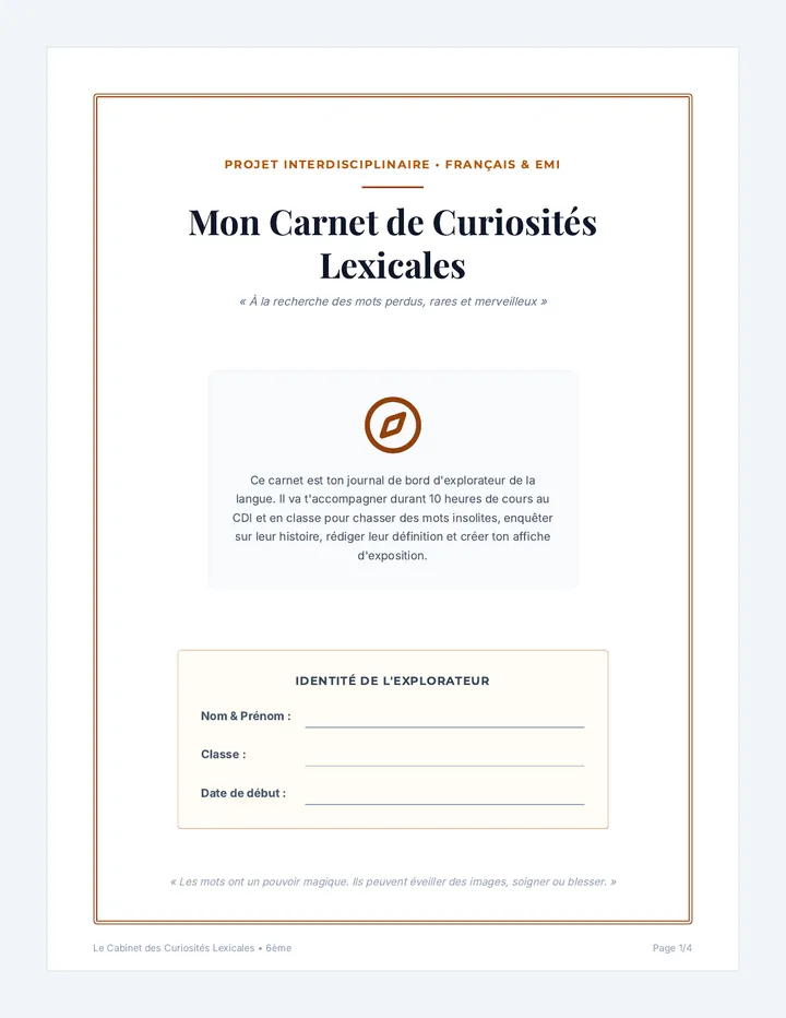 Carnet de Bord de l'Élève