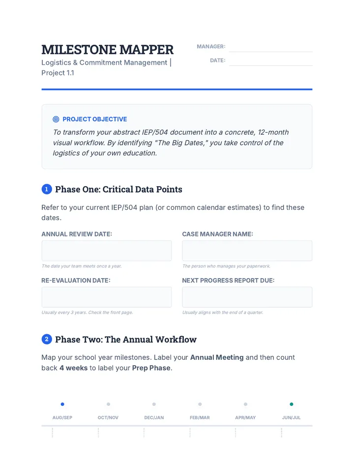 Milestone Mapper Worksheet