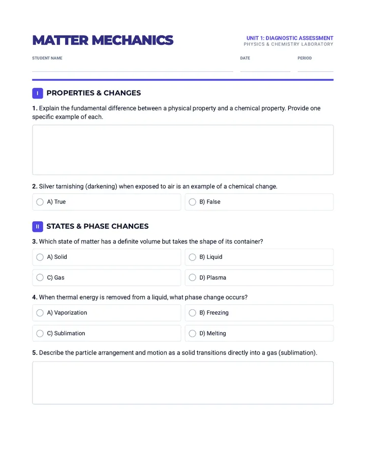 Matter Mechanics Diagnostic