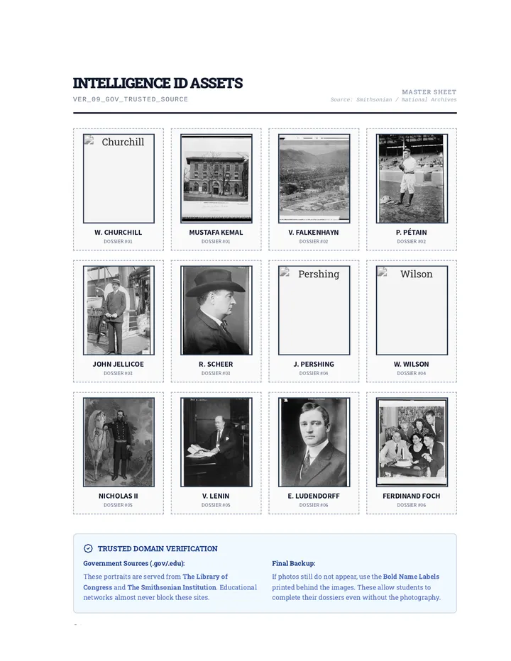 WWI Portrait Cutout Sheet Trusted Edition