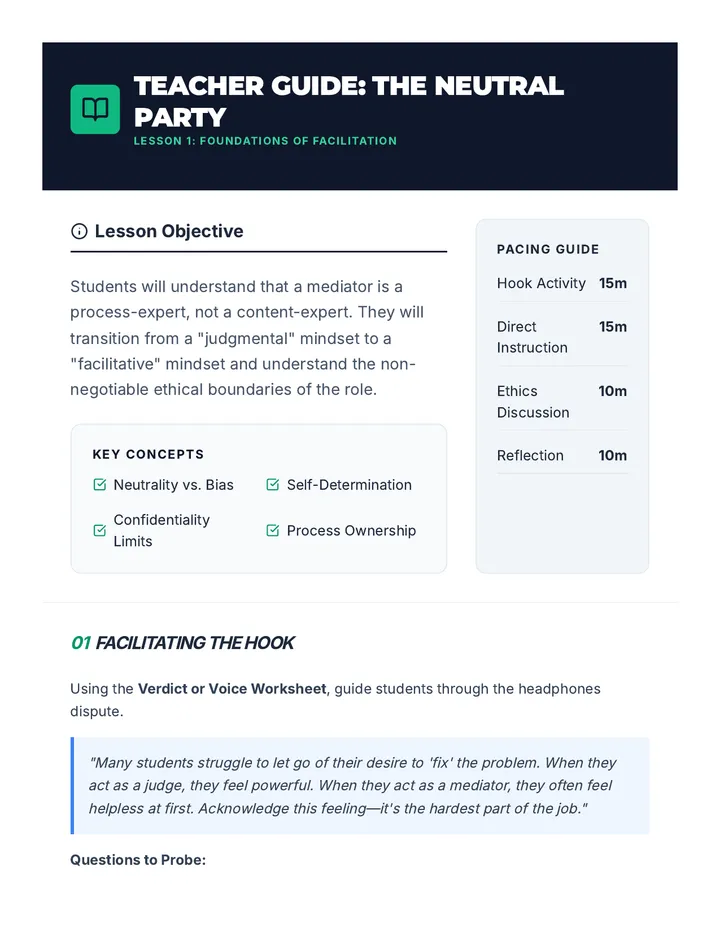 Mediator Ethics Teacher Guide
