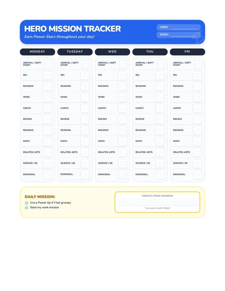 Hero Mission Tracker Worksheet