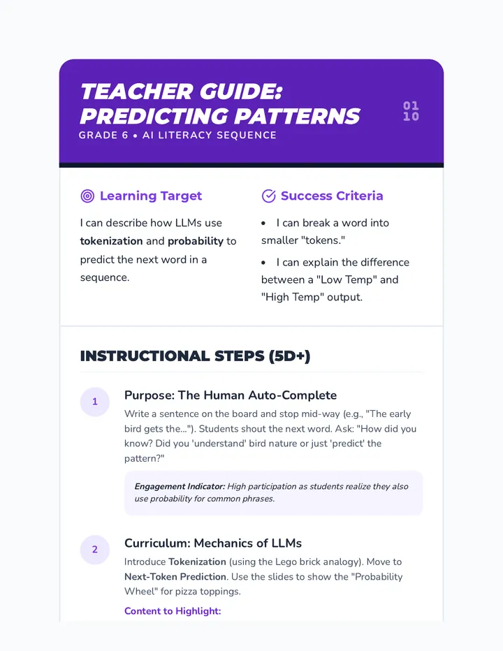 Predicting Patterns Teacher Guide