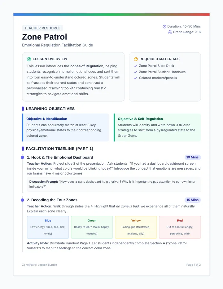 Zone Patrol Teacher Guide