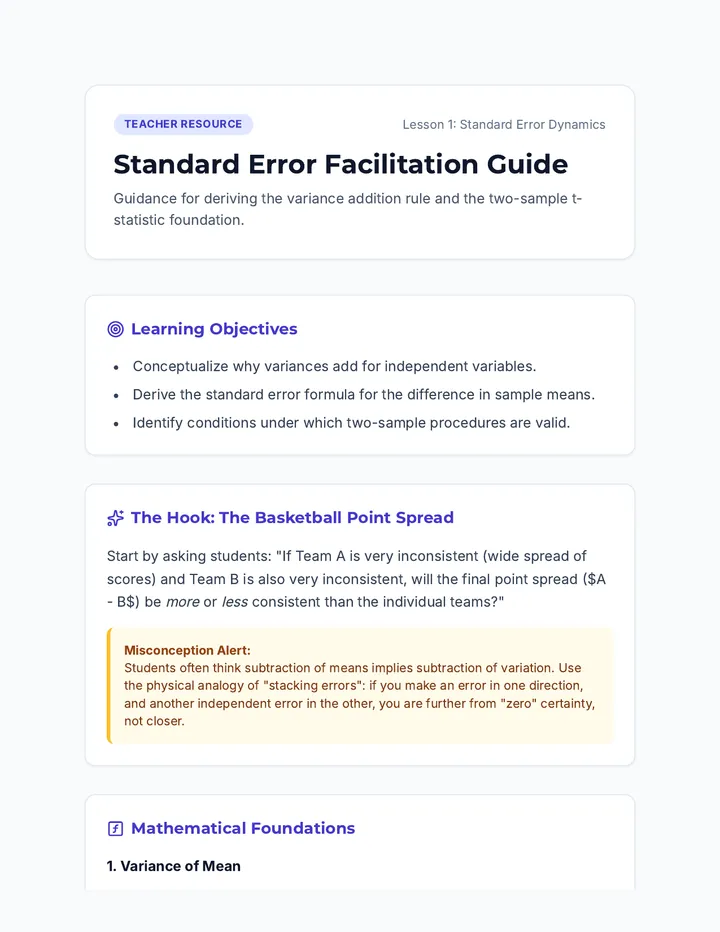 Standard Error Teacher Guide
