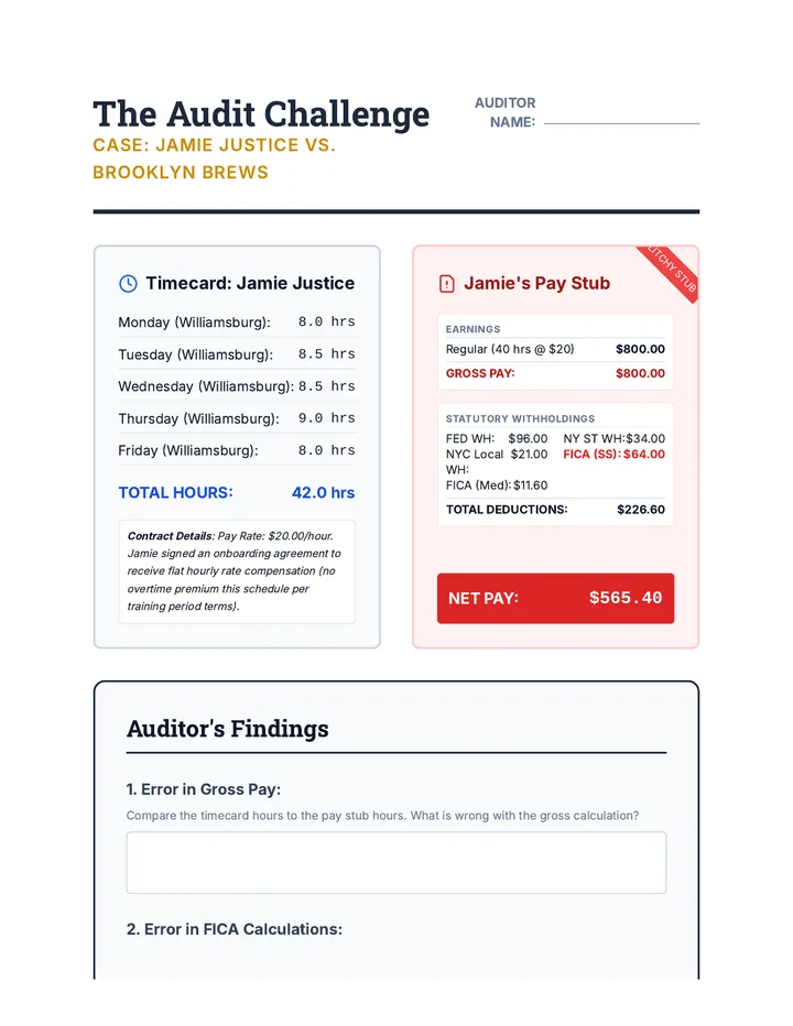 Paycheck Audit Worksheet