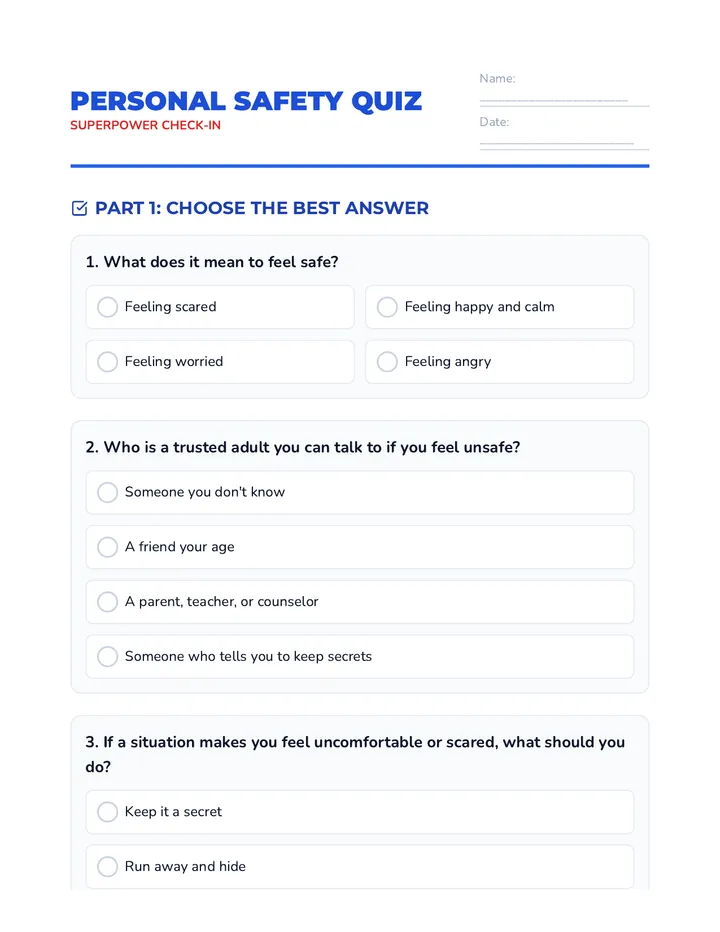 Personal Safety Quiz