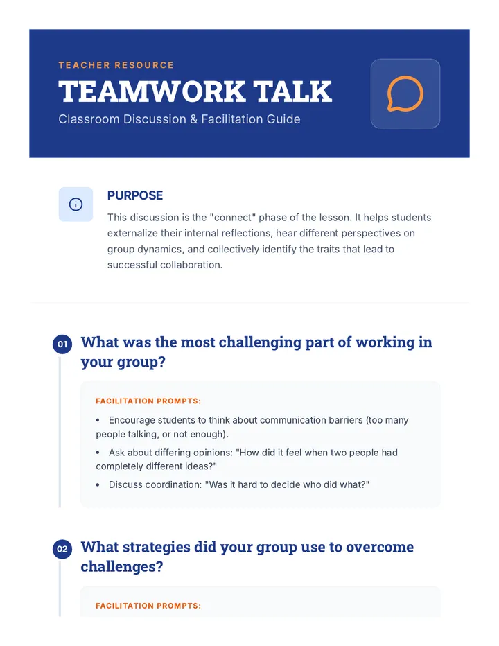 Teamwork Talk Discussion Guide