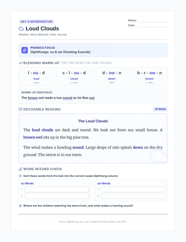 Loud Clouds Worksheet