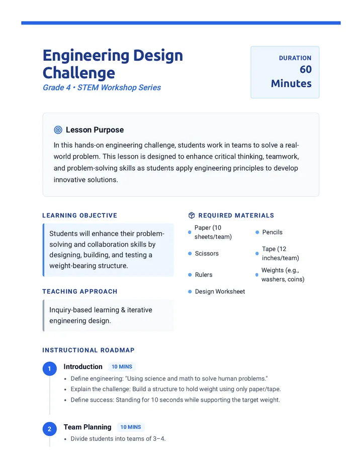 Engineering Design Challenge Lesson Plan